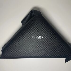Prada Triangle Clutch Bag Cosmetic Pouch Pink & Black New with Dust Bag